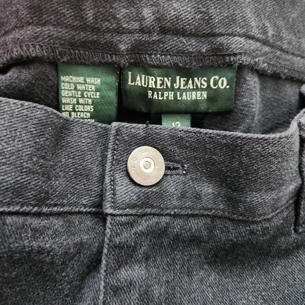 VTG Lauren Jeans Co. (LJC)‎ Dark Gray Washed Black Classic Straight Leg Jeans 12